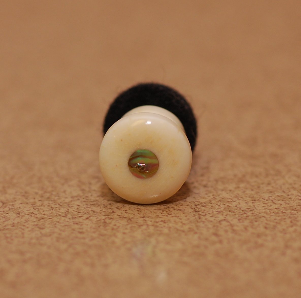 Bone Guitar Strap Button Abalone Dot Inlay